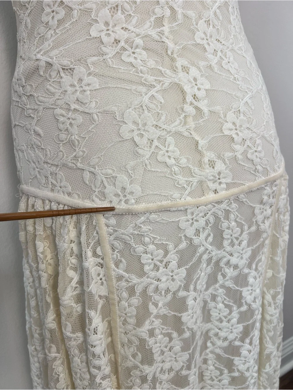 ZARA NWT Ecru Lace Maxi Dress Size S Sheer Mock Neck Wedding Bridal Boho - Picture 8 of 15